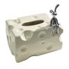 Tissue Box Cover Ceramic Rectangular Stylish Elegant Decorative Napkin Box Holder for Desktop Coffee Table