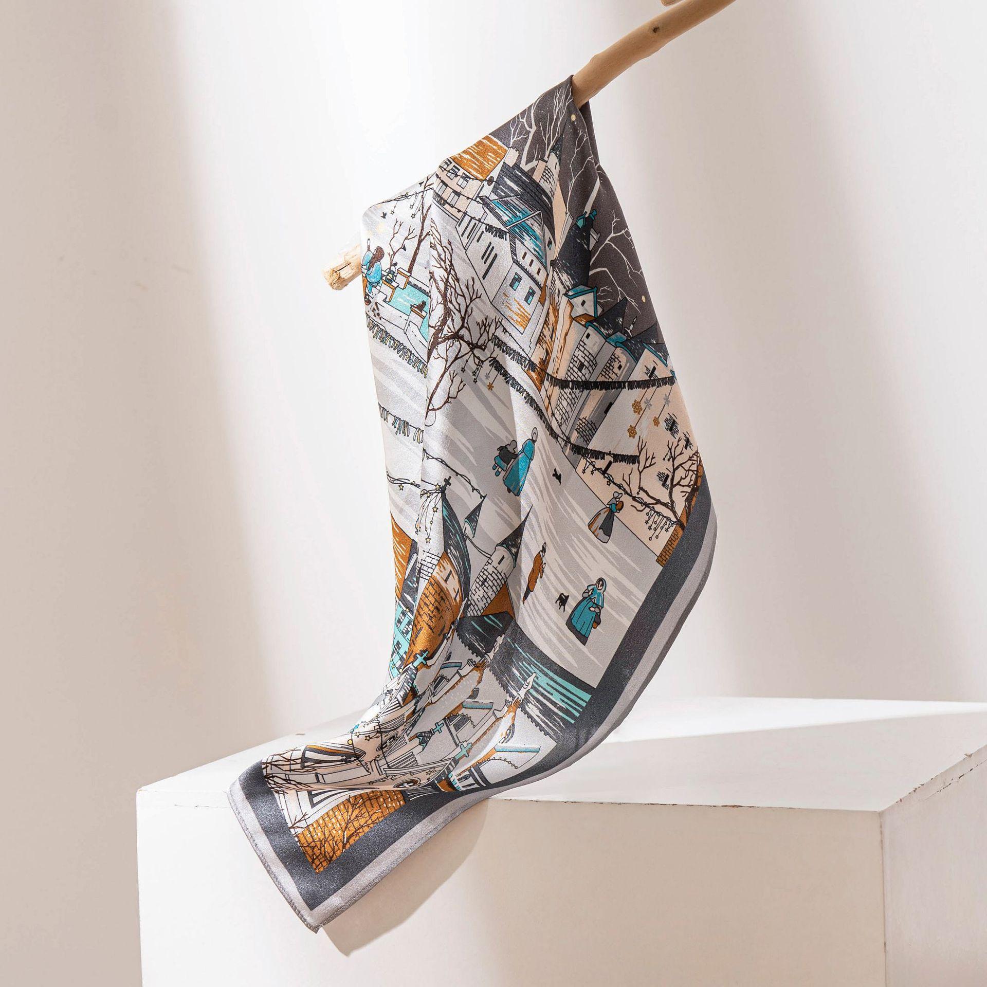 53*53 см 100% шелковица шелковая квадратный шарф масляная живопись роскошные шарфы — фото 19