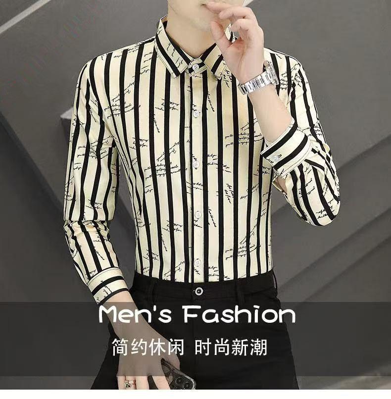 

Winter Thickened Velvet Men s Striped Shirt Light Luxury Business Casual Slim Korean Style Youth Long-sleeved Trendy Cardigan L синій