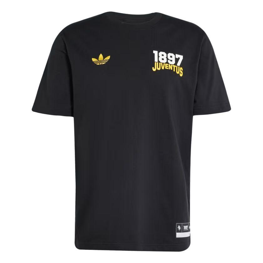 Adidas Performance Juventus VRCT Cotton Stretch Knit Regular Fit Crew Neck Printed Graphic T-Shirt Black JL6114 M