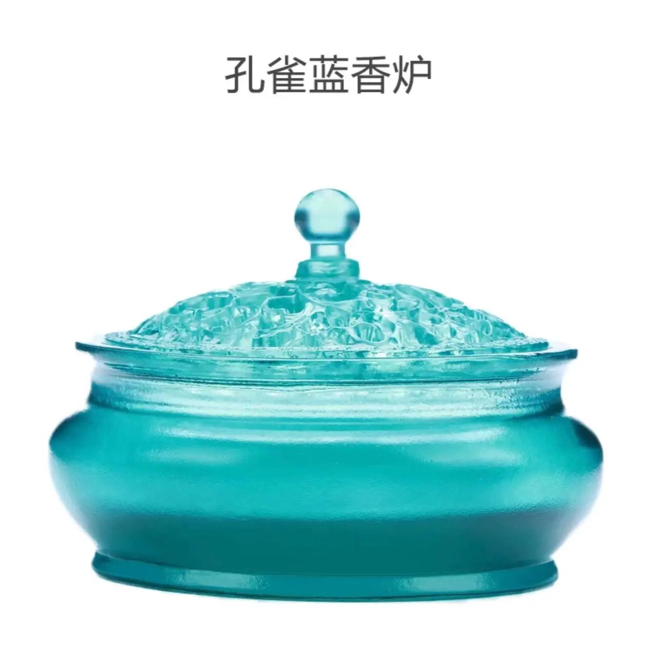 Ancient glass household aromatherapy furnace indoor tea ceremony incense for Buddhist Zen meaning glass incense seal furnace павлин голубой