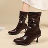 Short High Heels Pointed Women Boots  Designer Fashion Woman Shoes Elegant Winter New Chelsea Ankle Boots Dress Party Pumps