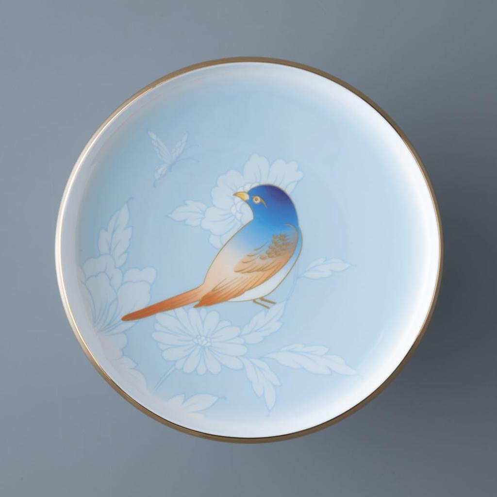 NARUMI Compote Ramage 18cm Blue Bird Pattern Cute Stylish Cake Stand Plate with Legs Present Gift Boxed 52468-6022