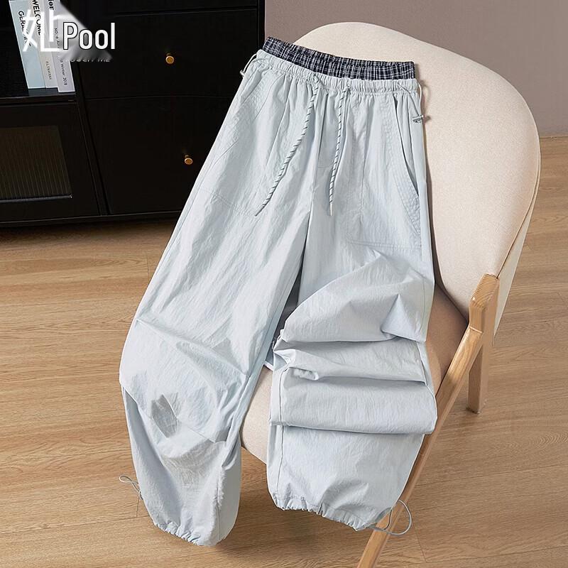 Women s Color Block Drawstring Wide-Leg Casual Pants S
