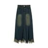 Asymmetrical Hem Denim Skirt Women Long Fringe  Skirts Trendy Outfit Clothes