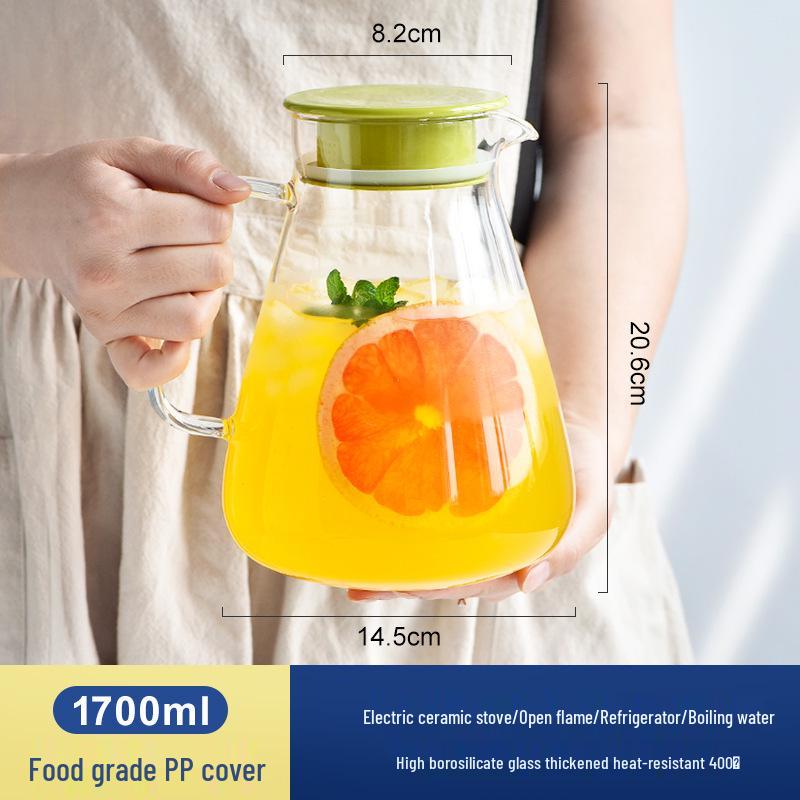 Glass Teapot Pitcher, Large Capacity for Brewing & Cooling, High Temp Resistant, Ideal for Summer.