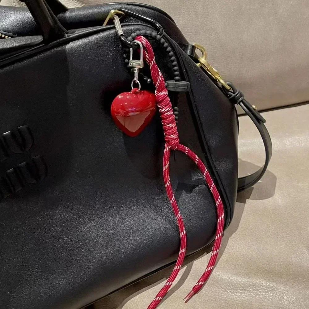 Korean Cute Lace Bow Pearl Beaded Phone Pendant Chain Accessories Aesthetic Ballet Shoes Camera Bag Decoration Keychain Gift