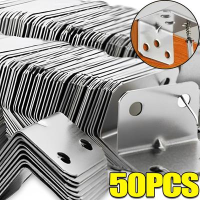 50/10PCS Stainless Steel Corner Brackets 90 Degree Right Angle Connectors for Furniture Table Bookshelf Cabinet Corner Code