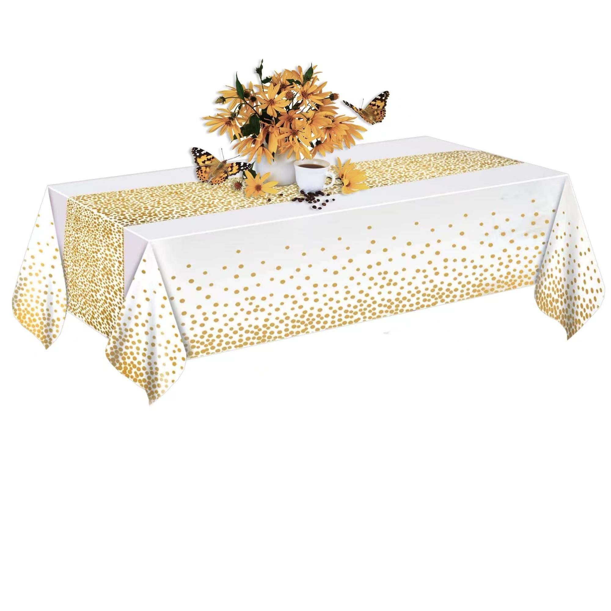 

Black Gold Tablecloth 54x108 inch (137x274cm) Party Supplies, Rectangular Black Gold Table Cover for Halloween, Christmas 54x108inch