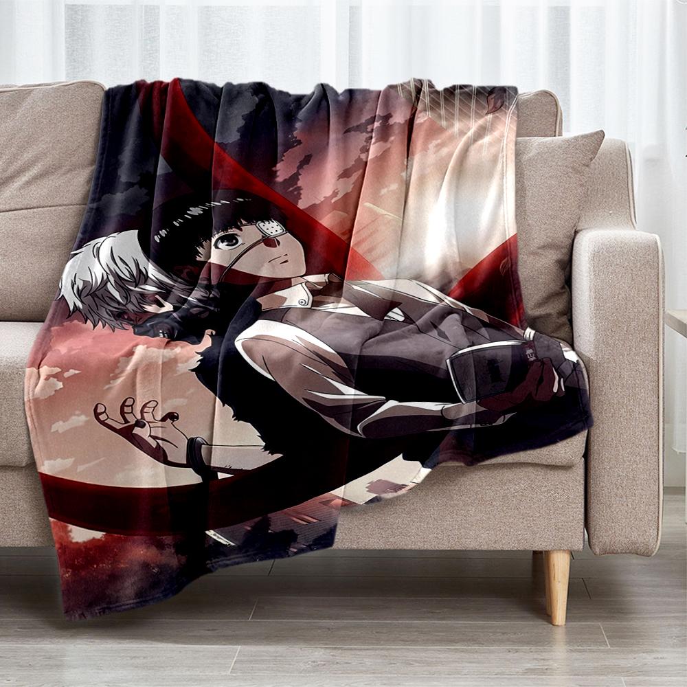 Tokyo Ghoul Theme Printed Blanket - Perfect for Couch, Bed, Travel & Outdoor Use | Machine Washable, Cozy & Durable.