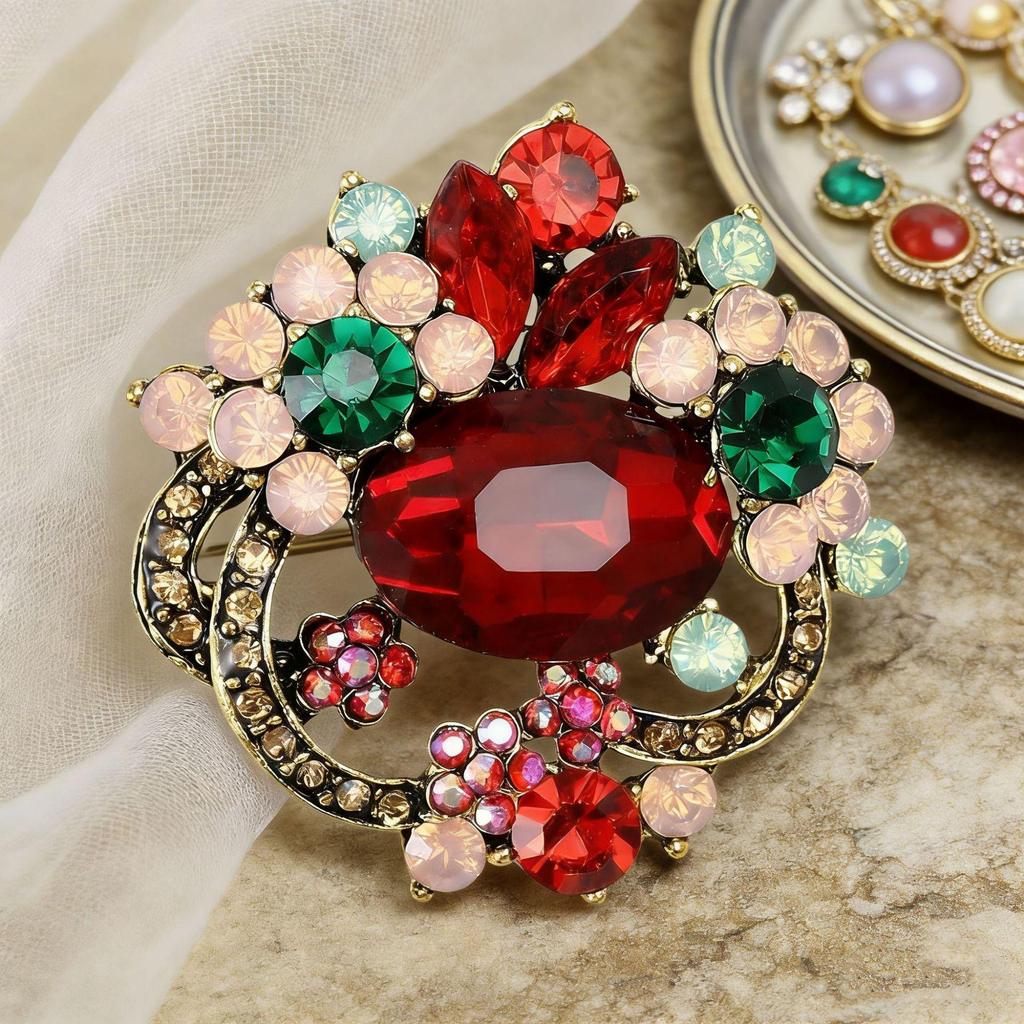 Elegant Crystal Flower Brooch for Women's Suit & Sweater