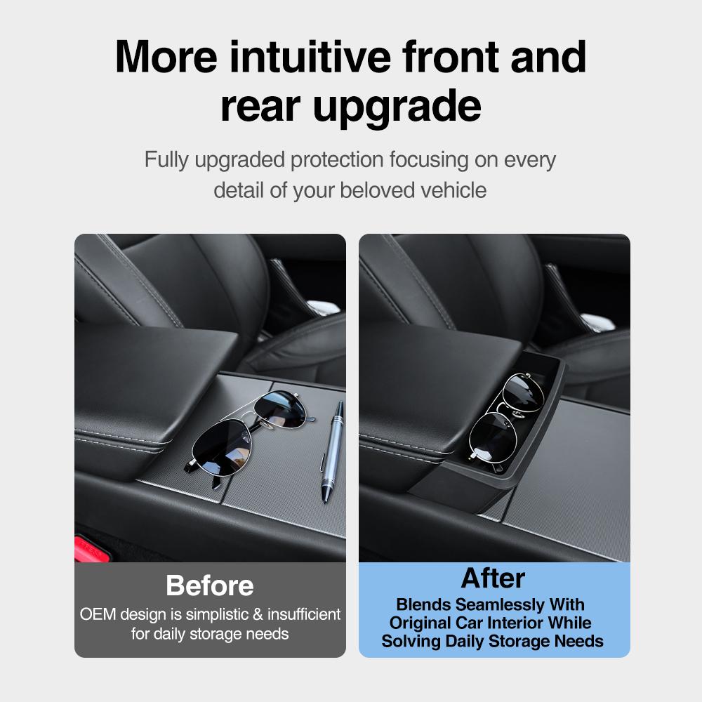 Heenvn Central Armrest Storage Box For Tesla Model 3 Y Highland Juniper Model Y L 2025 2026 Car Glasses Phone Storage Case Cover