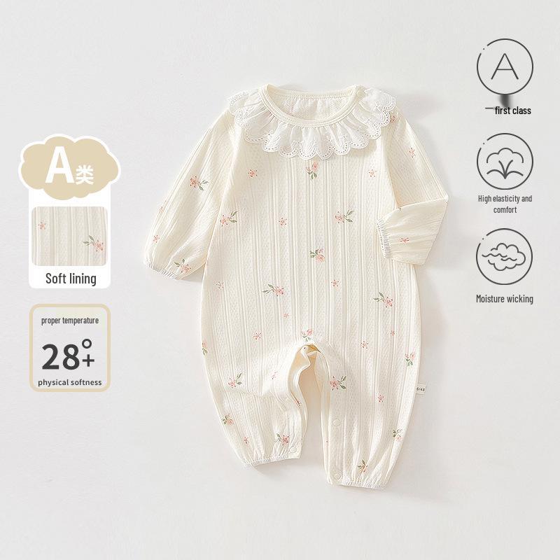 

Newborn Ice Silk Cotton Long Sleeve Romper for Girls - Tagless, Lightweight Summer Air Conditioning Suit 66