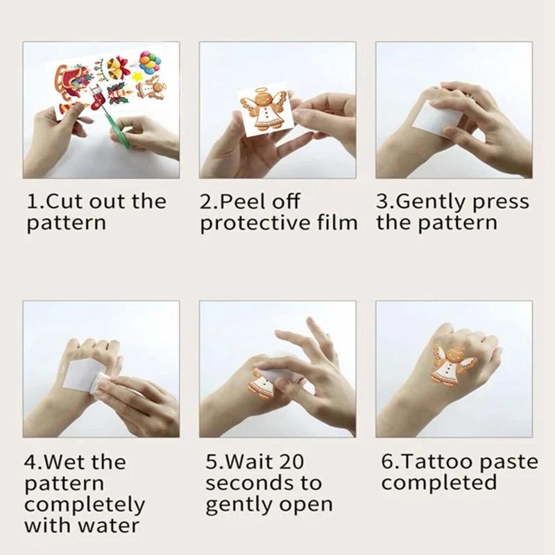 10pcs Christmas Tattoo Stickers Treat Kids Gifts Santa Elk Snowman Xmas Christmas Party Favor Waterproof Tattoos Stickers Gifts