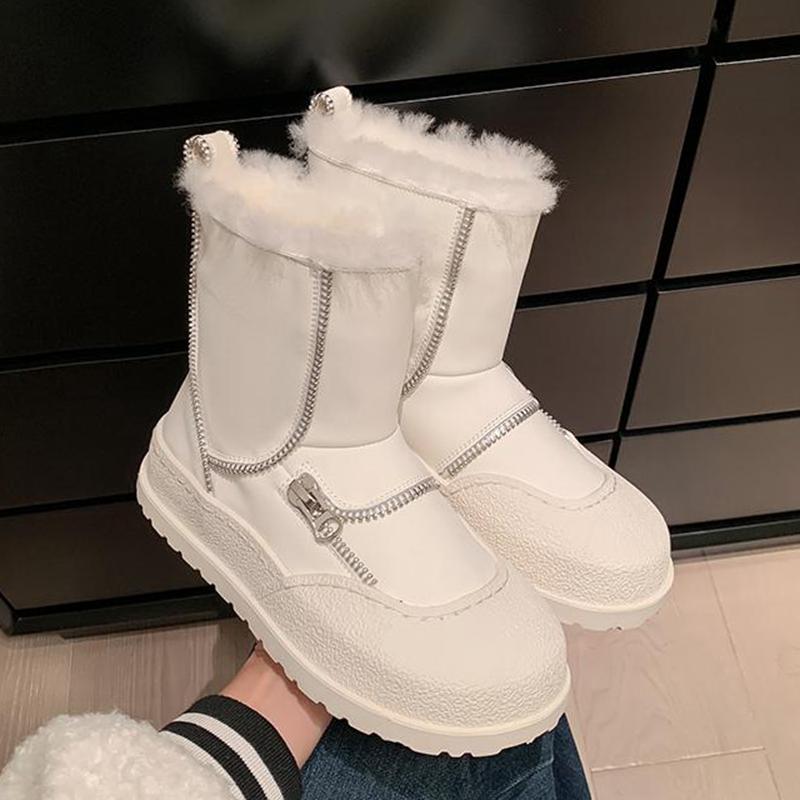 

Krazing Pot, зимние зимние ботинки из спилка коровьей кожи и шерсти с круглым носком на платформе, дизайнерские женские теплые ботильоны на молнии 35 чёрный