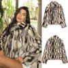 Womens Winter Faux Fur Jacket Warm Cozy Streetwear Outerwear With Notched Collar Long Sleeve S M L