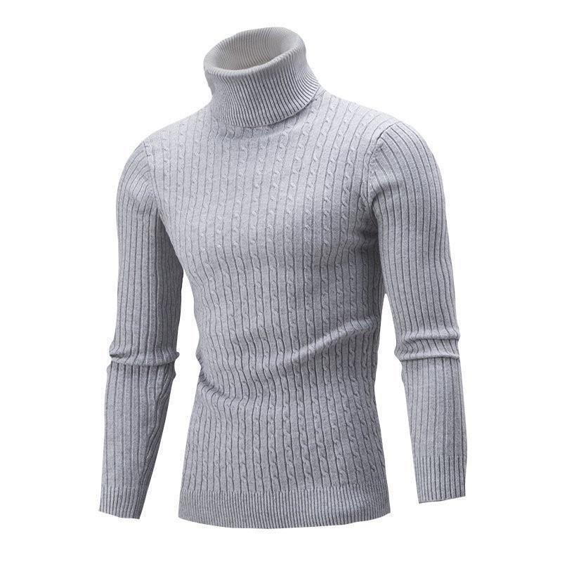 

Men s New Winter High-neck Colored Cable Knit Sweater XXXL світло-коричневого кольору