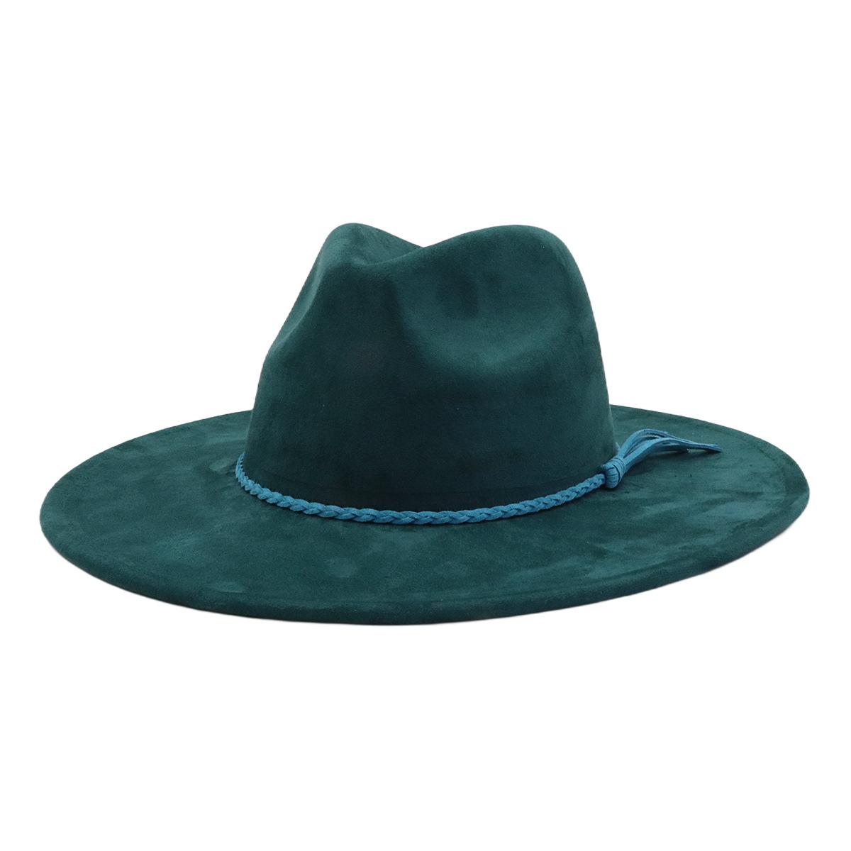 Unisex Suède Vilt Fedora Hoed Brede Rand Platte Rand Elegante Klassieke Herenhoed M 56-58cm donkergroene kleur