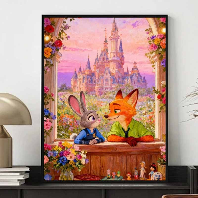 Disney Diamond Painting Judy And Nick From Zootopia Cartoon Mosaic Diamond Cross Stitch Diy Gift Home Decor