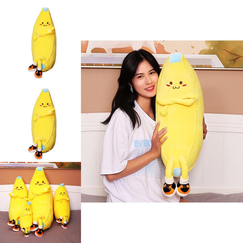 Adorable Banana Pillow Plush Toy Soft Charming Long Body Cushion For Girls