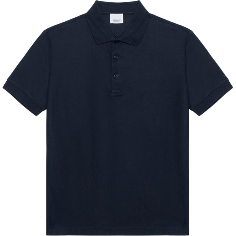 Burberry Polo Shirts Men's Marine Blue Polo Collar Moderate Straight Fit 80922701