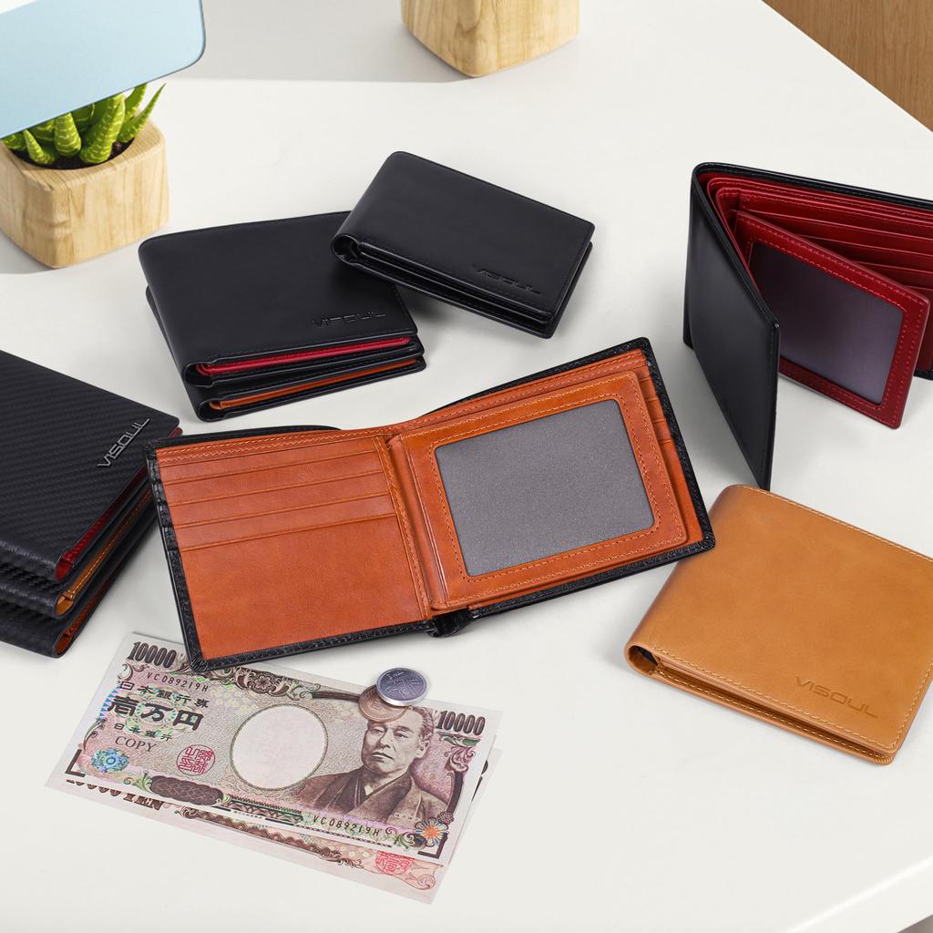 VISOUL Bifold Genuine 10 Card License Large No Coin Popular Italian Made by Top Leather Green Men's Wallet, Leather, Billfold, Slots, Driver's Slot,