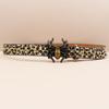Leopard Print Rhinestone Punk Leather Belt - Y2K Style Women's Decorative Waistband