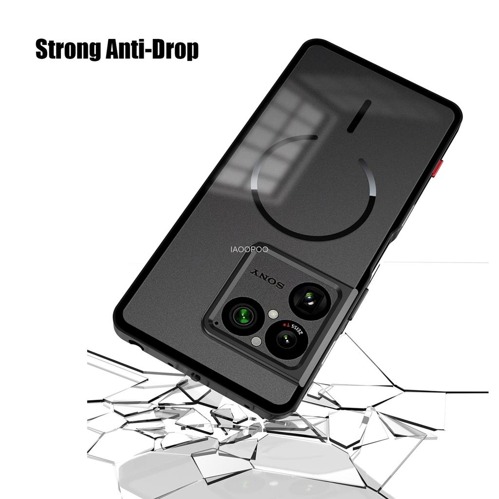 Aluminum Metal Frame Frosted Transparent Phone Case For Sony Xperia 1 VIII, Magnetic Wireless Charging Cover