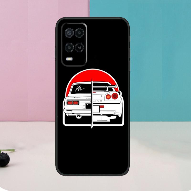 Cartoon Car JDM For OPPO A74 A94 A54 A58 A78 A98 A5 A9 A53 A15 A52 A72 A17 A57 A77 A16 A76 A96 A57S Case
