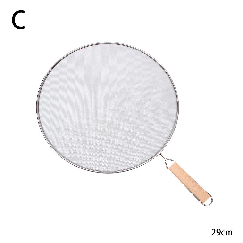Stainless Steel Colander with Wooden Long Handle Hanging Ear Frying Oil Cooking Cover Fine Mesh Sieve Sifter Kitchen Tools