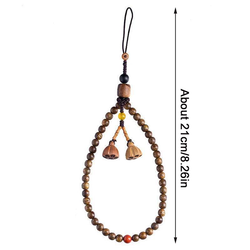 Catena per Cellulare con Perline di Agarwood Retrò Laccetto da Polso da Donna Ciondolo da Polso Corda da Appendere Decorazione Regalo