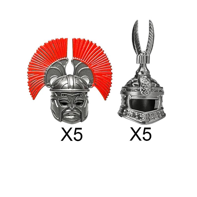 MOC Medieval Castle Knight Figures Waffen Accessories Flame Helmet Shoulder Armor Sword Toy