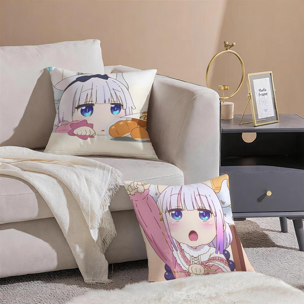 Miss Kobayashis Dragon MaidB Anime Cushion Cover Pillowcase Short Plush Invisible zipper Room Sofa Cushion Cover