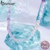 BAMOER Purple Crystal Necklace Colorful Transparent Basic Beads Chain for Women Teens Stacking Jewelry 925 Silver