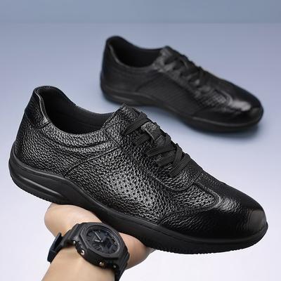 Klassische Schwarze Herren Hochwertige Neue Leder Bequeme Freizeit Schuhe Marke Frühling Herren Outdoor Schnürschuhe Lässige Sportschuhe