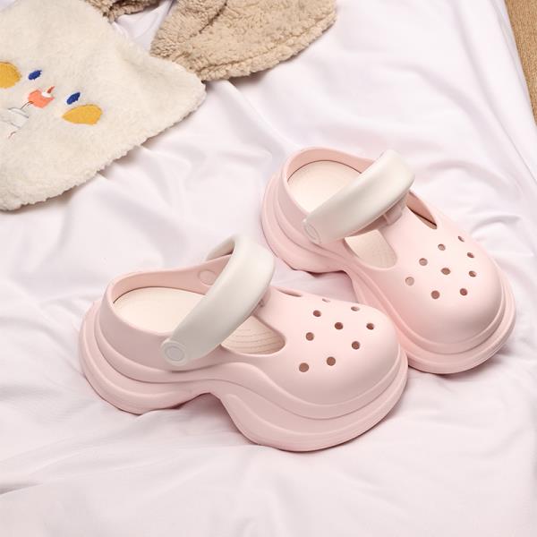 Fashion Cover Toe Shoes Woman 2025 Slippers For Swimming Pool Heeled Mules Platform Beach High Flat Slides High-Heeled Shoes Lady House