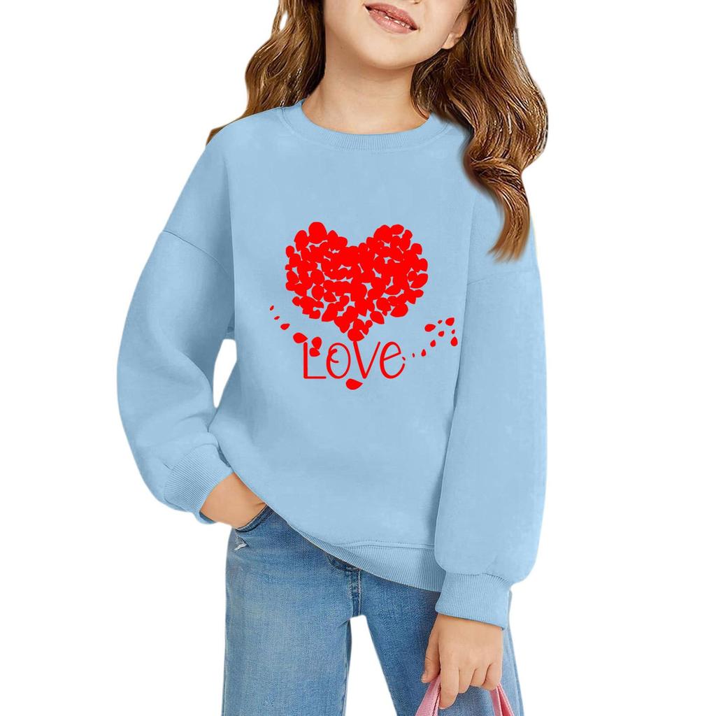 Mädchen Rundhals-Pullover für Kinder Bedruckte Baby-Oberteile Valentinstag