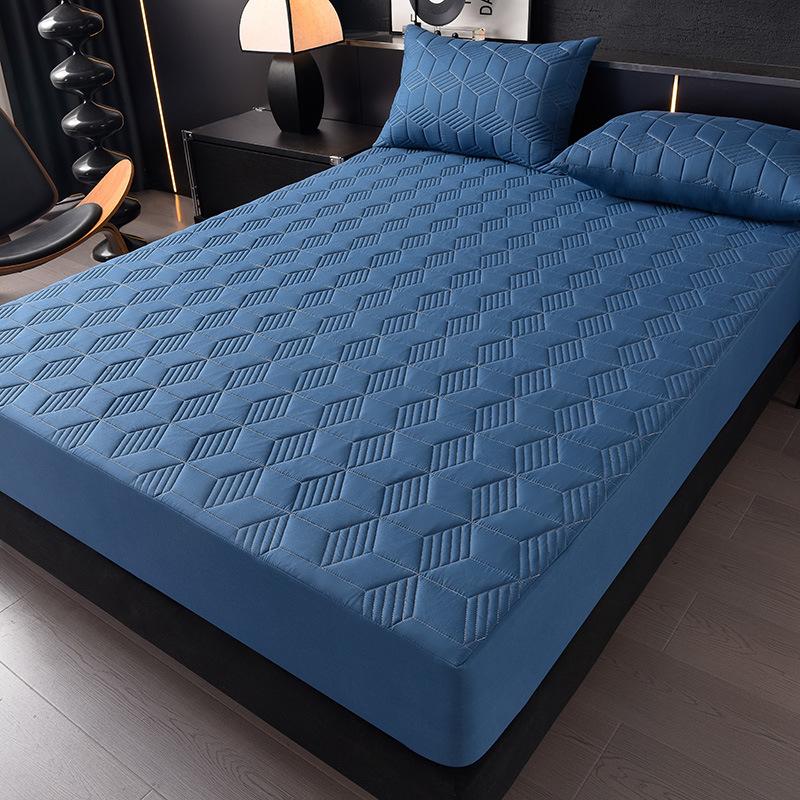 1 szt. Wodoodporny Pokrowiec na Materac Jednolity Kolor Pikowany Geometryczny Wzór Gruby Trwały Materiał do Domu i Akademika, Gładka Tekstura