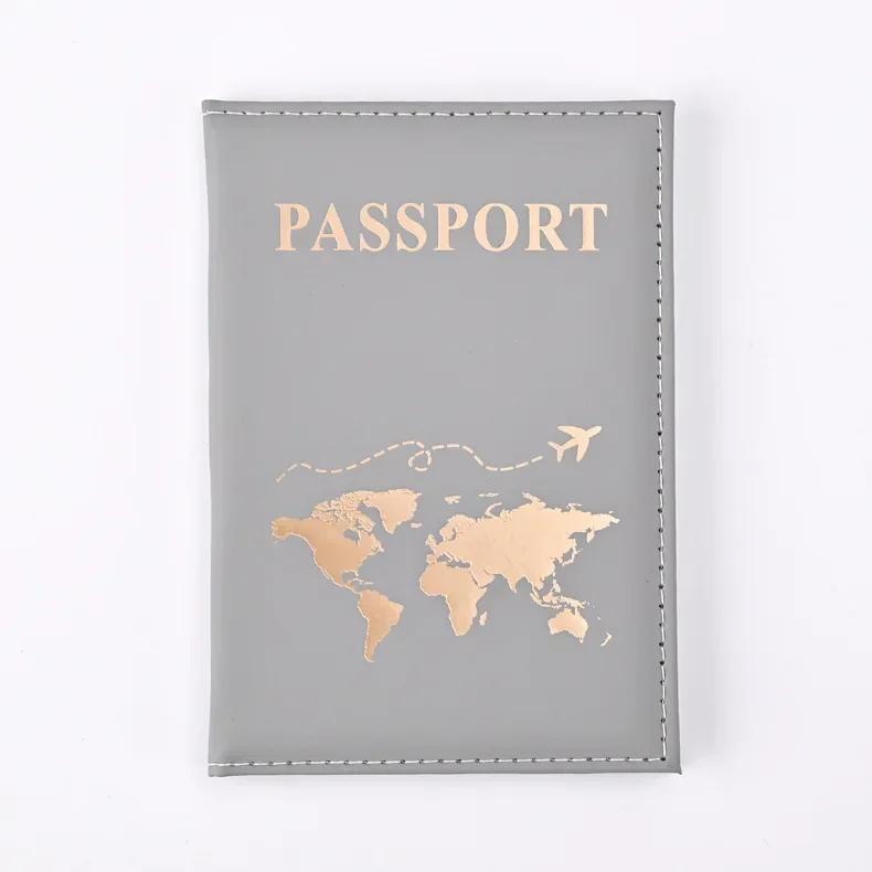 Fashion Passport Protective Cover World Pattern Travel Passport Holder Wallet Gift PU Leather Card Case Cover Unisex Storage Bag