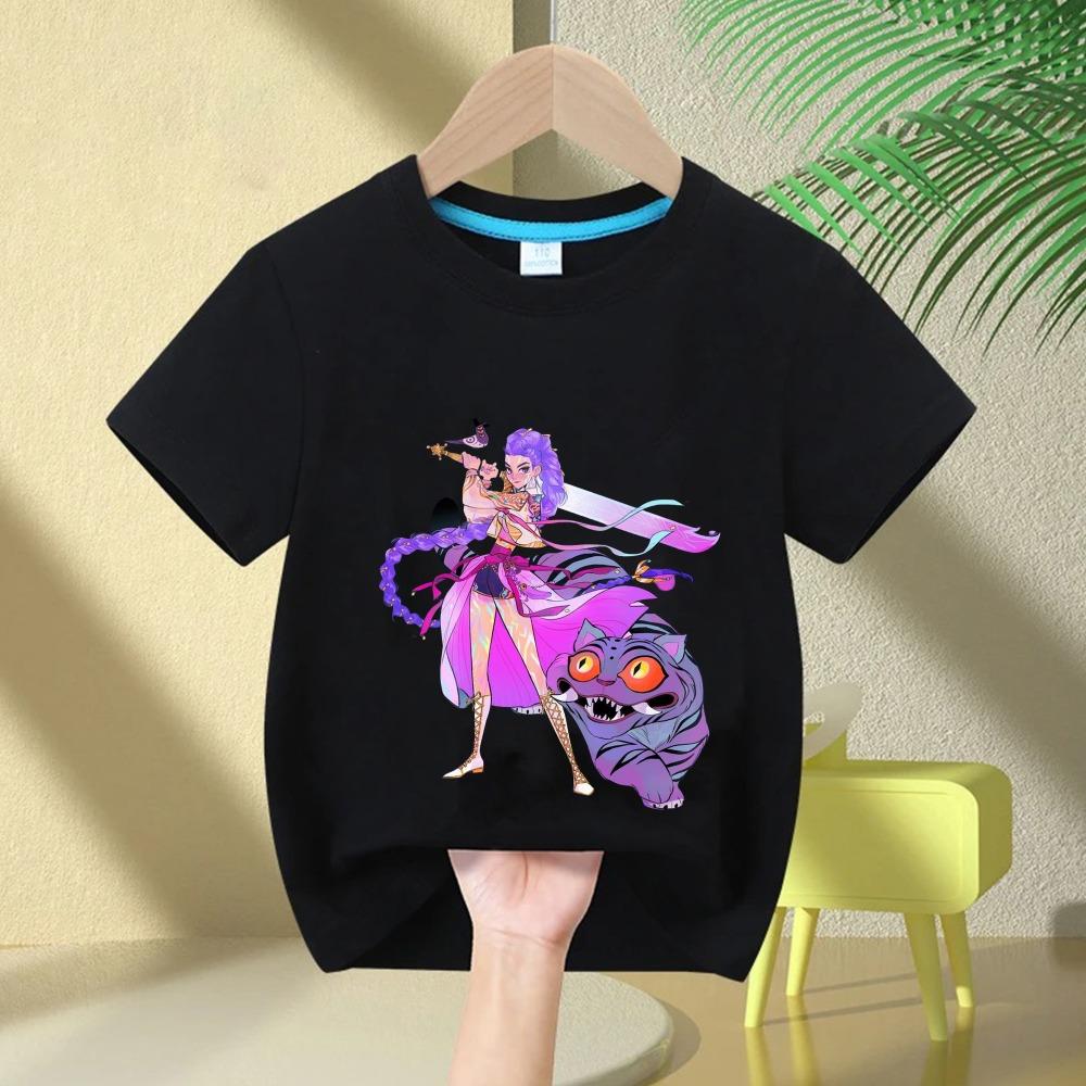 Children's Clothing KPop Devil Hunter Print Children's T-shirt Fashion Casual Top Movie Round Neck Cartoon Girl Boy T-shirt Casual