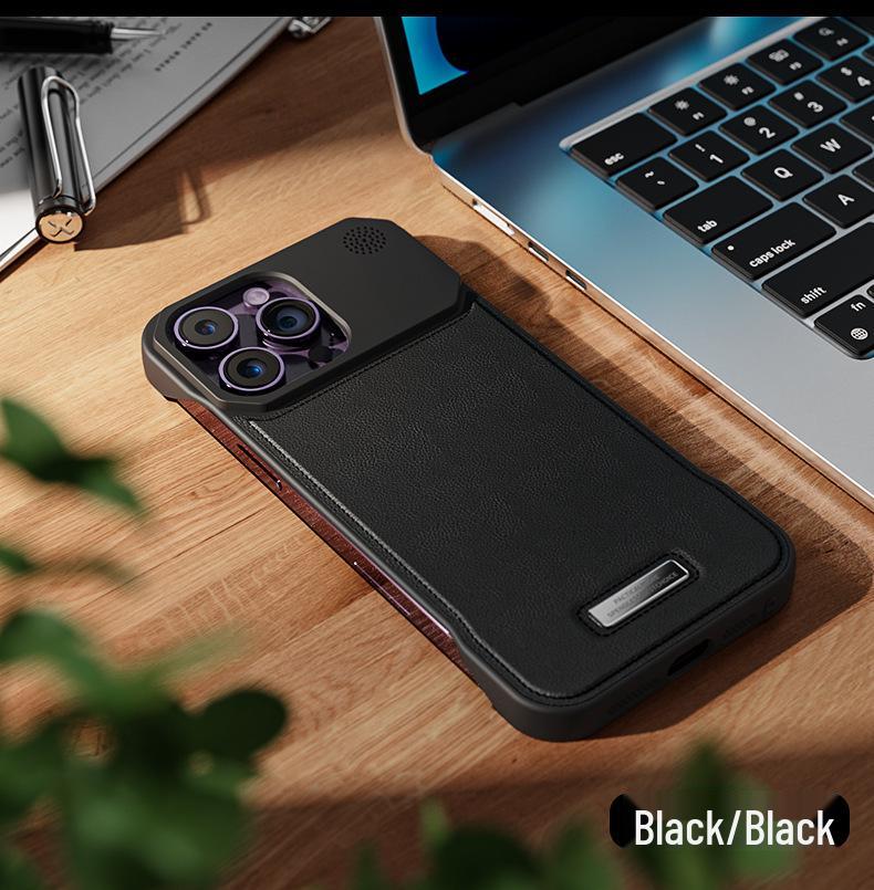 Leather Aroma Magnetic Case for iPhone 17 Pro Max with Metal Paint Borderless Design