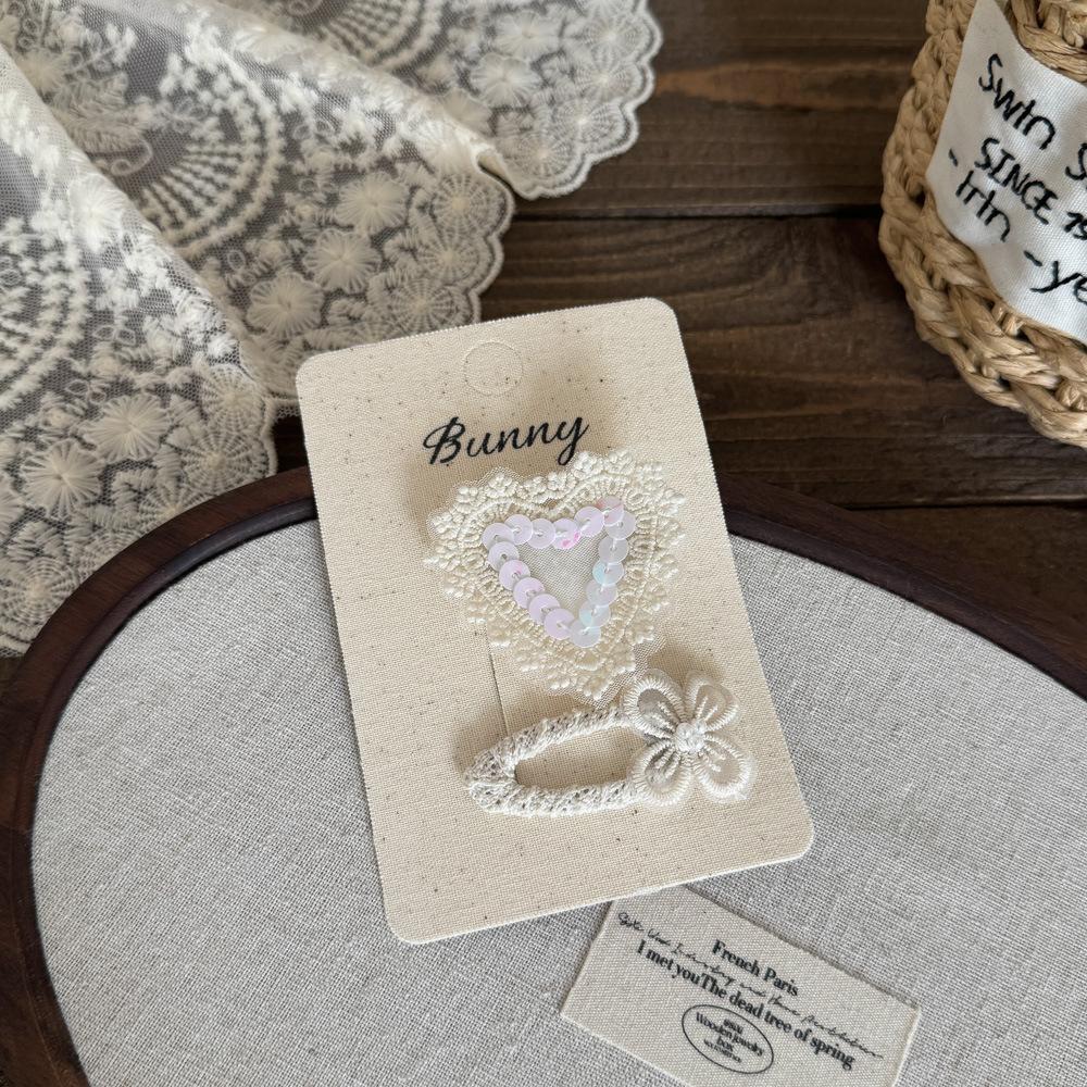 Apricot Lace Bow Hairpin Cute Rabbit Love Hair Accessories Sweet French Headwear Girls Kids Hair Accessories