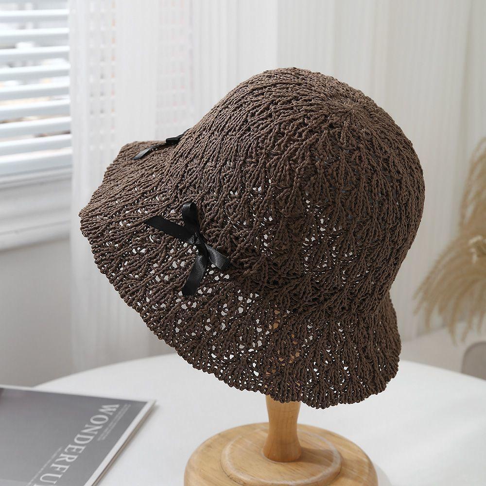 Summer Basin Hat Sunshade Beach Hollow Straw Hat Women Travel Hat Sun Hat Sun Hat Sun Hat Bucket Hat