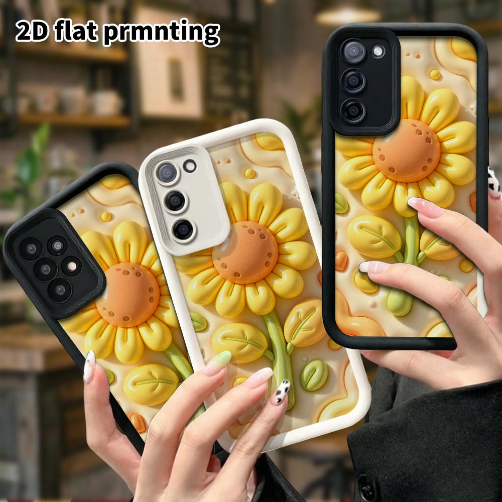 Phone Case: 2D flat design suitable for Samsung Galaxy A34 A35 M05 M06 S20 S22 S21 FE Plus 5G protective case, bloomed sunflower, perfect Christmas an