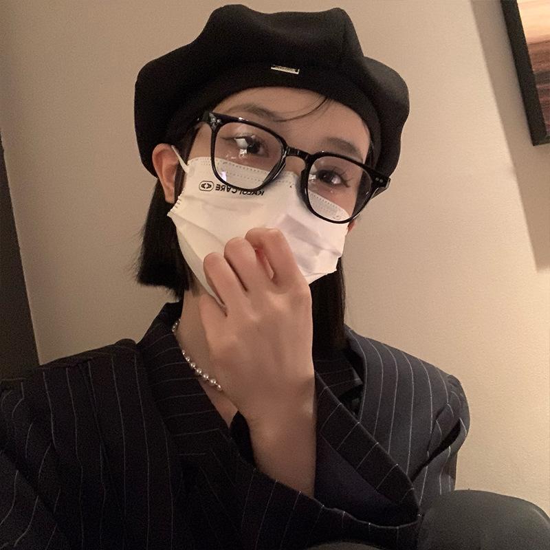 Black Beret Women's Autumn and Winter Japanese Big Head Buckle Hat Showing Face Little Octagonal Painter Hat