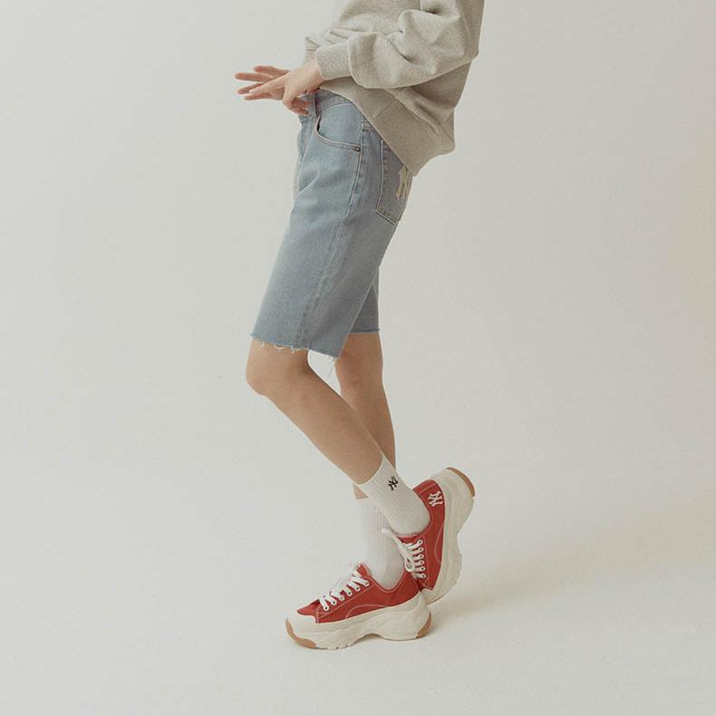 New MLB Base Logo Denim Shorts Women's Blue 31DPW3131-50U