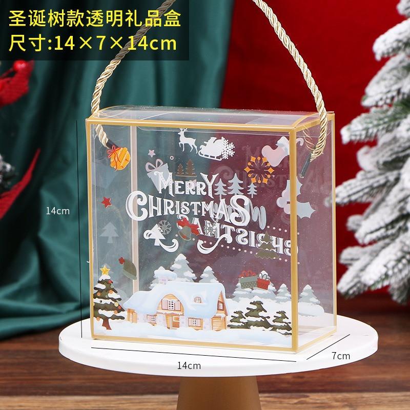 

5Pcs Christmas PET Transparent Handbag Baked Cookie Snowflake Puff Pastry Xmas Party Gift Packaging Boxes 14x7x14cm