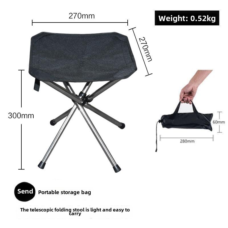 Portable Outdoor Telescopic Folding Camping Chair - Stainless Steel Fishing Stool