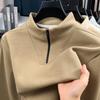 Autumn Men's Half Height Zipper Stand Up Collar Hoodie Original Quality Solid Color Simple Casual Commute Menswear