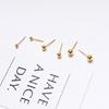 24K Gold-Plated Sterling Silver Round Bead Stud Earrings for Women